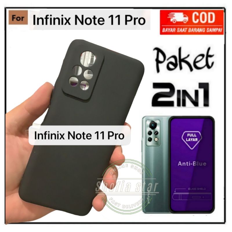 PAKET 2IN1 case INFINIX NOTE 11 PRO Soft Case Slim Premium Protect Camera+Tempered Glass Anti Radiasi