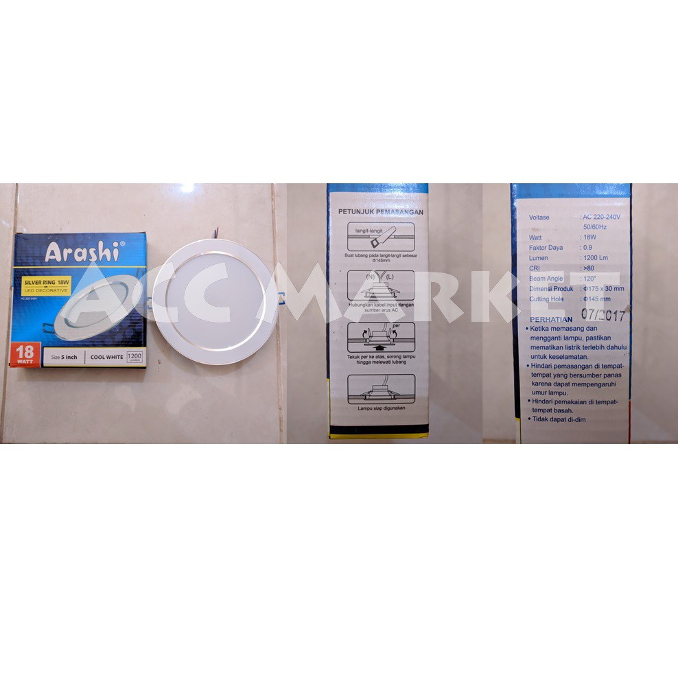 Lampu Led Downlight 18w 5 Inch Arashi Tanam Ceiling