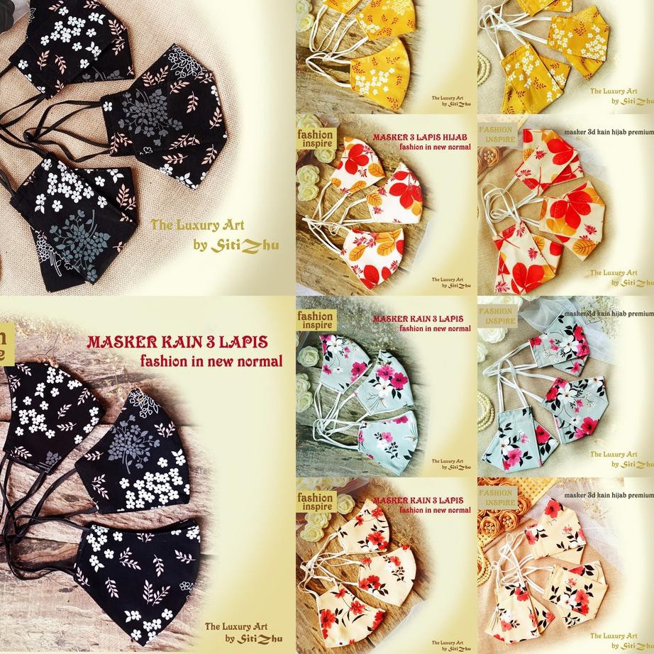 Sale Masker Kain Duckbill Hijab Motif Bunga Tali Headloop Bisa Dicuci Ulang Lapis Dalam Toyobo Fo