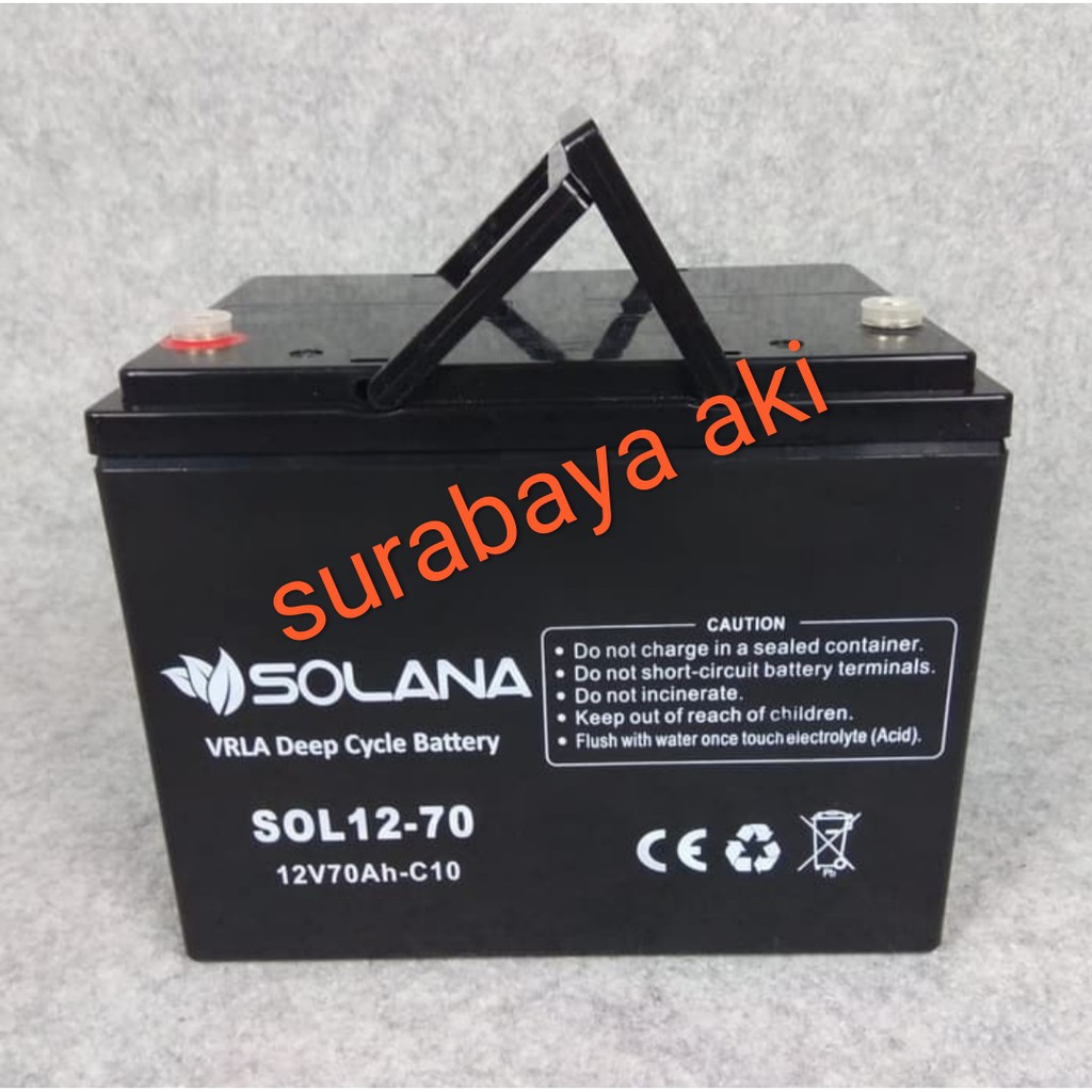 Aki baterai solana vrla deep cycle 12v 12 v 70ah 70 ah c10 c 10