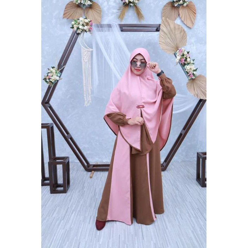 AULIA FASHION- NEW ALEEZA LINEN PINK  [ AULIA TERBARU- Gamis set jilbab ]