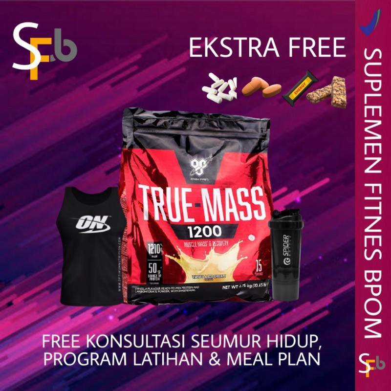 BSN TRUE MASS 10 LBS GAINER SUPLEMEN GYM MAKANAN KESEHATAN PENAMBAH BERAT BADAN ISOLATE CONCENTRATE