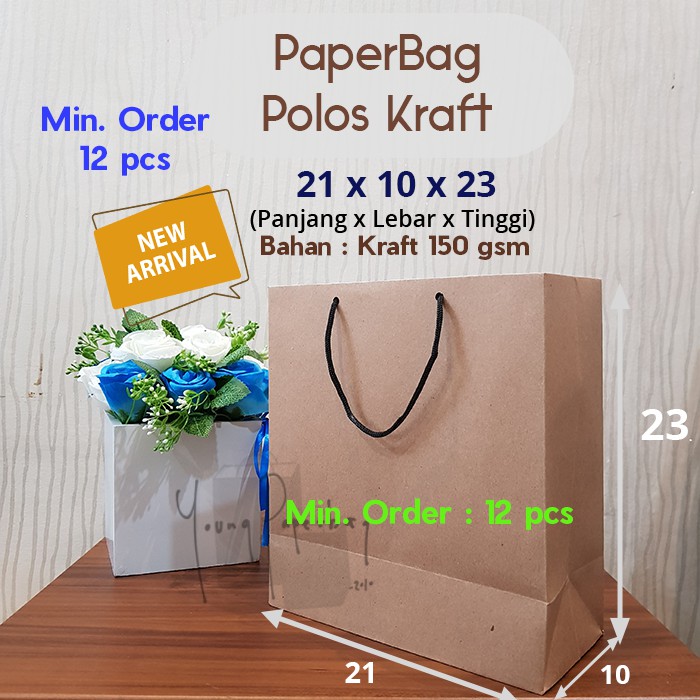 

Paperbag / Tas Kertas / Paper Bag Polos Coklat Kraft 150gsm 21 x 10 x 23 (1 pcs)