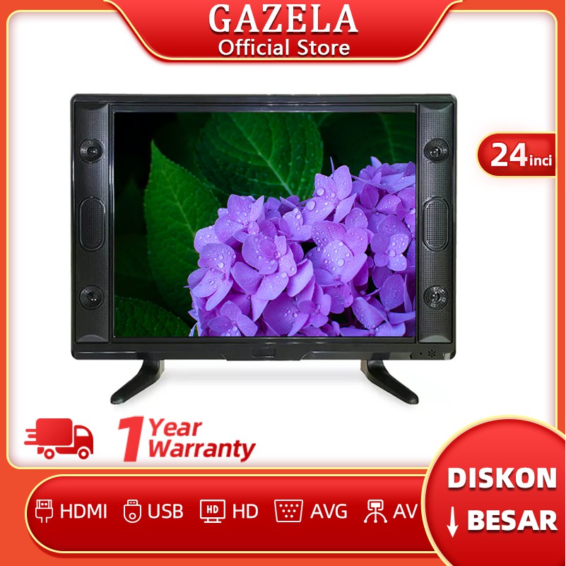Gazela  TV LED 24 inci  LED TV Analog & Digita HD Dukungan USB HDMI Monitor Komputer/CCTV/PS3 HOT