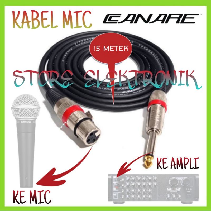 Kabel Mic CANARE 15 Meter CANON TO AKAI Kualitas Bagus..!!!