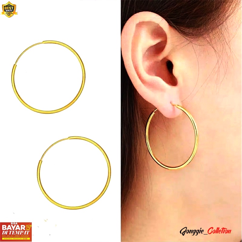 Anting Hoop Titanium Wanita Korea Ring Bulat