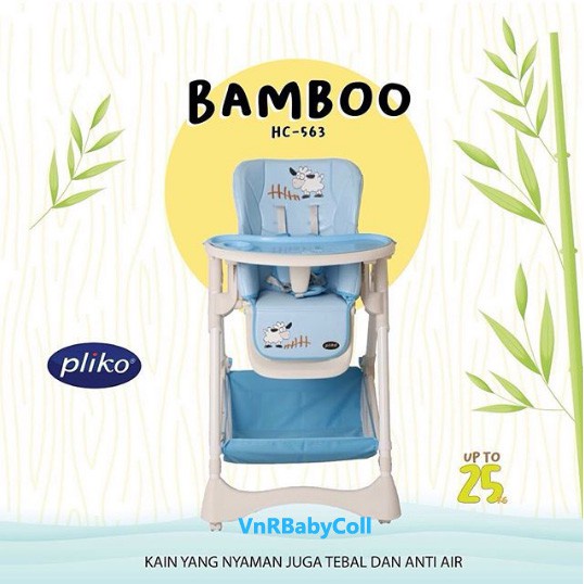 Pliko Baby High Chair / Baby Chair / Kursi Makan Bayi PK 563 Bamboo - Blue