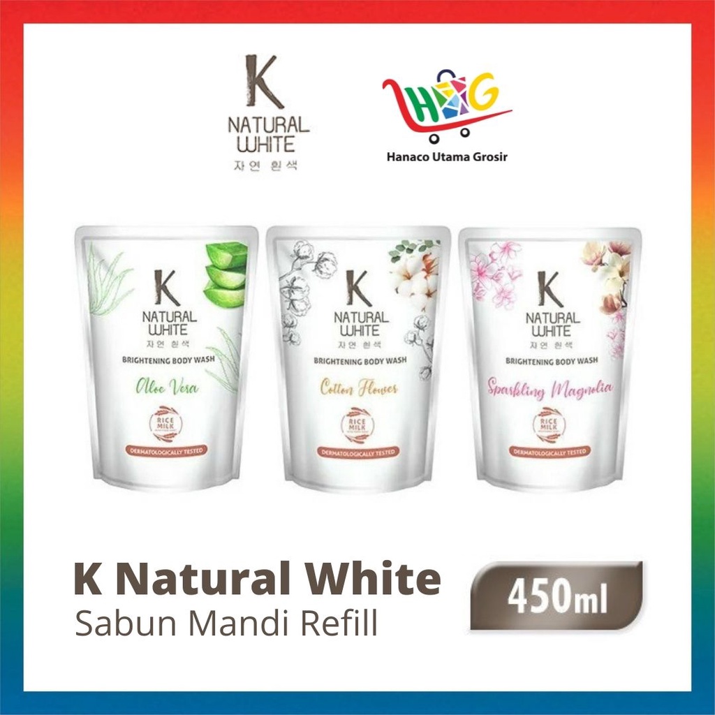 K Natural Bodywash White Pouch 450ml