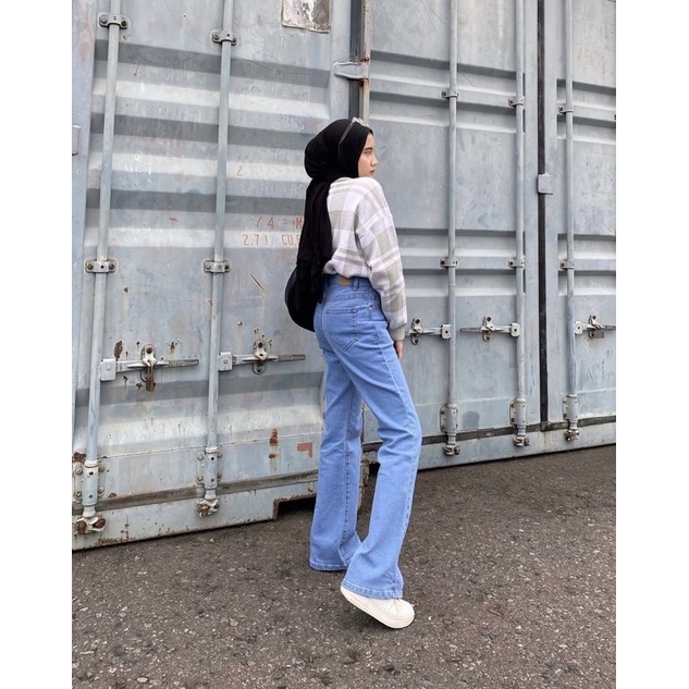 Highwaist Kulot Jeans Wanita Loose