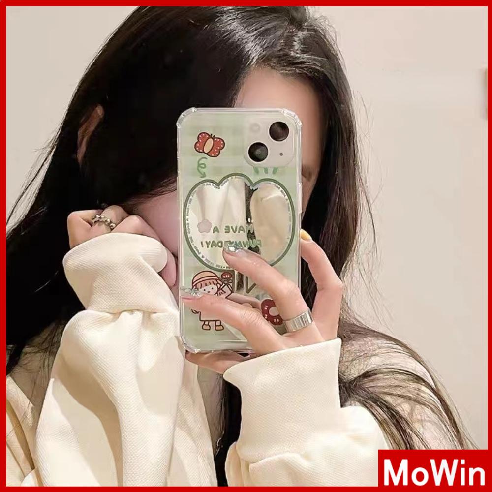 iPhone Case Luxury Acrylic Reflective Mirror Airbag Shockproof Protection Camera Cartoon Cute Compatible For iPhone 11 iPhone 13 Pro Max iPhone 12 Pro Max iPhone 7Plus iPhone xr