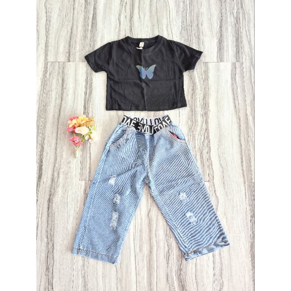 ONE SET CROP TOP ANAK KEKINIAN