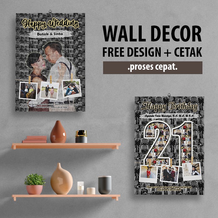 Desain Foto Mozaik + Cetak Papan MDF 20x30cm Kado Wisuda / Ulang Tahun / Hiasan Pajangan Dinding