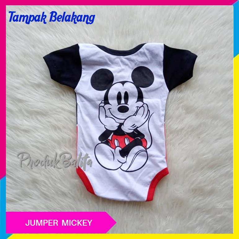 Jumper Baby Boy Bayi Laki Perempuan Karakter Mickey Lucu Set Topi