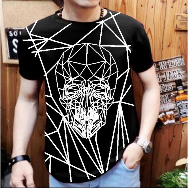 NEL-FASHION LENGAN PENDEK KAOS DISTRO/T-SHIRT LENGAN PENDEK KEPALA ROBOT FIT TO L-XL