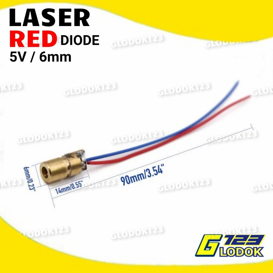 Laser Diode 5V Sinar Dioda 6mm Pointer Red Merah Dot Titik Arduino