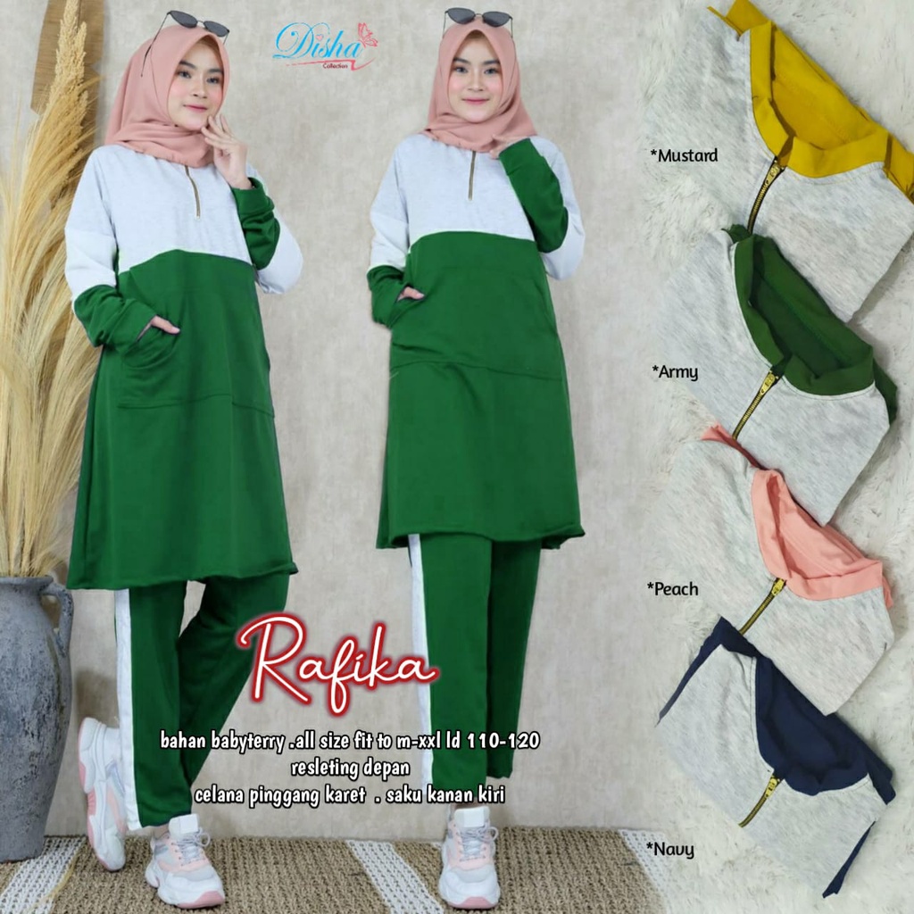 STELAN SETELAN BAJU OLAHRAGA MUSLIM | SETELAN BAJU SENAM WANITA OUTDOOR | RAFIKA SET OLGA MURAH BAHA