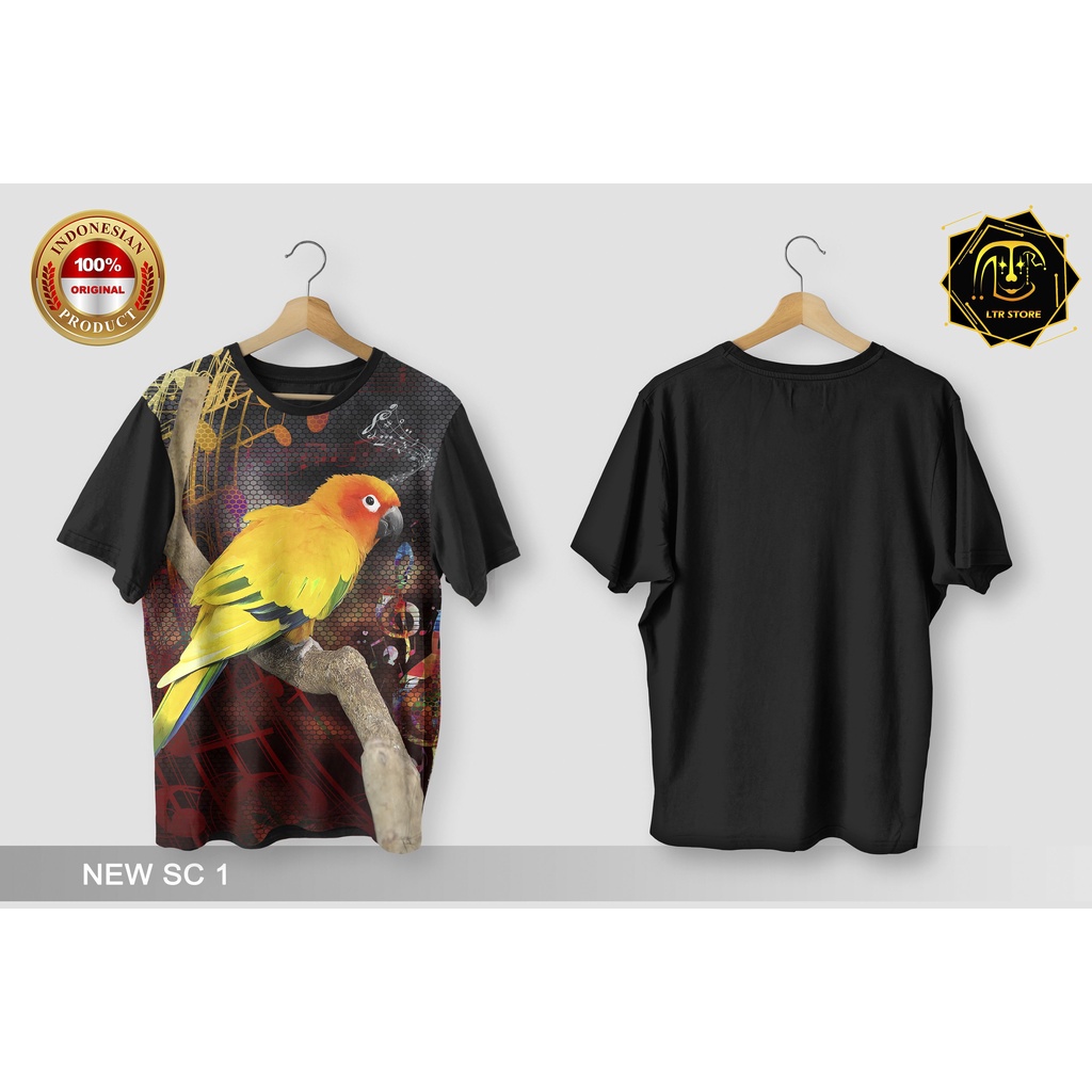 [ BAYAR DI TEMPAT ] BAJU PRINTING GAMBAR BURUNG SUN CONURE NEW SC 1 - KAOS DISTRO ORIGINAL MOTIF HEW