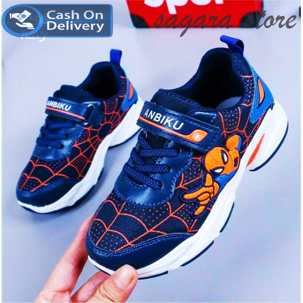 Sepatu Sneakers Anak Laki-laki Motif Jaring Laba-laba Spiderman Terbaru import cod