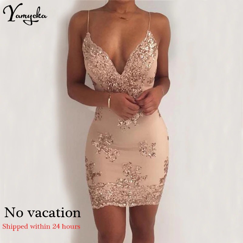 TERLARIS 2019 New Sexy Black Gold Sequins Summer Dress Women Midi bodycon Party dress elegant