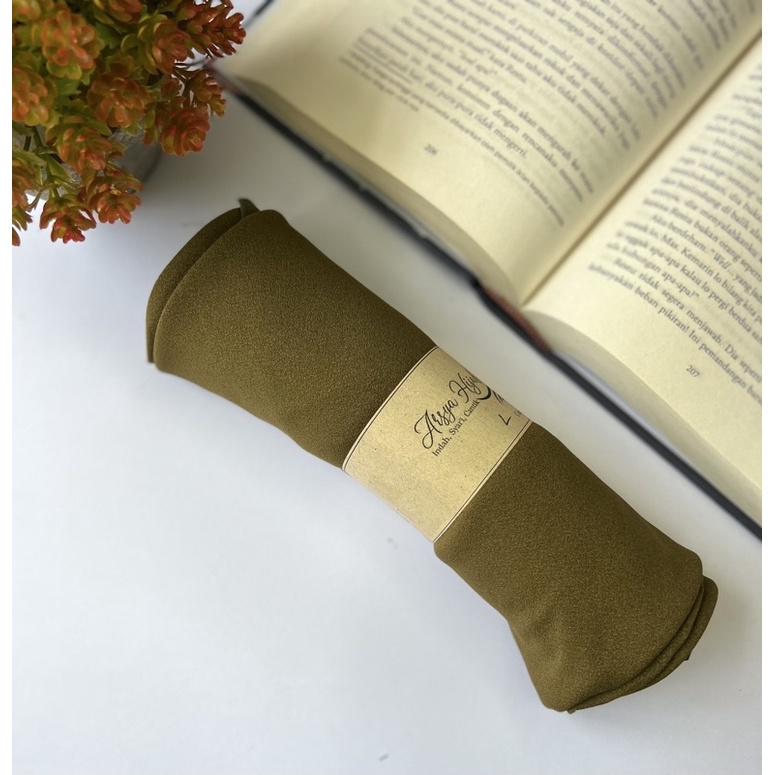 KHIMAR SYARI SEGI EMPAT INSTAN JUMBO BOLAK BALIK-Olive