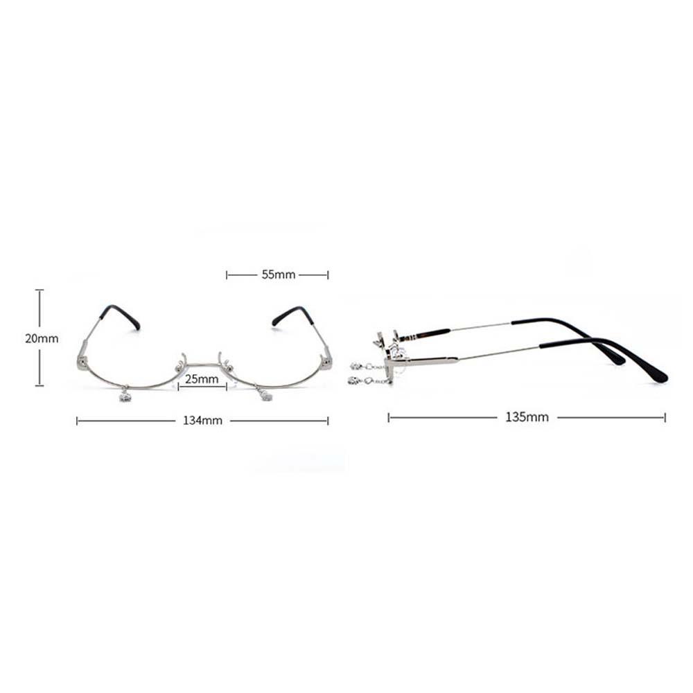 Needway Frame Kacamata Temperamen Rantai Merayap Logam Sederhana Hias Gaya Korea Bawah Setengah Bingkai