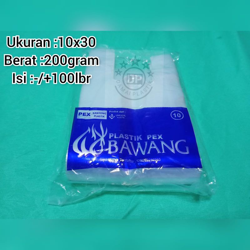 Kantong Kresek Plastik Tebal Bening Transparan PE Gelas Cup 10x30 BAWANG PEX 10