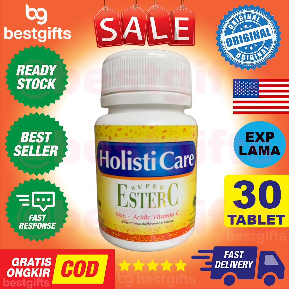 HOLISTI CARE SUPER ESTER C VITAMIN VIT C 320 MG ANTIOKSIDAN KEKEBALAN DAYA TAHAN TUBUH FLU 30 TABLET