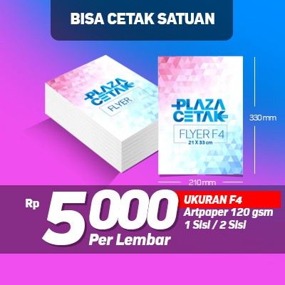

F4 1 Sisi (GROSIR Bisa Satuan) Cetak Brosur Ukuran F4 1 Sisi Artpaper 120