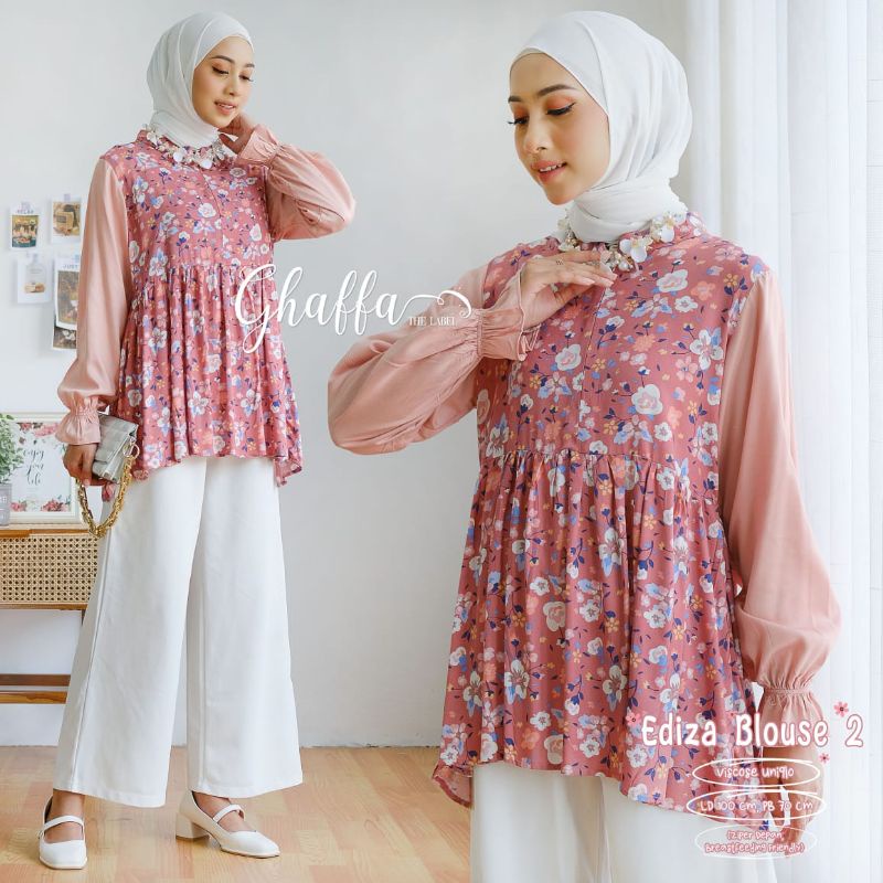 EDIZA BLOUSE kode 2 BY GHAFFA THE LABEL (BLOUSE MOTIF) Blouse muslimah rayon viscose rekomended