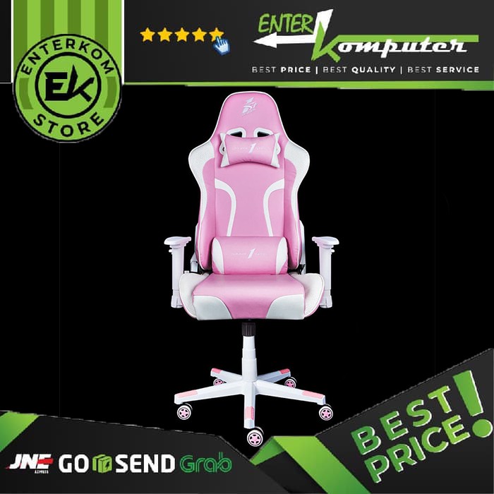 1STPLAYER GAMING CHAIR FD-GC1 - PINK WHITE - All Steel Skeleton