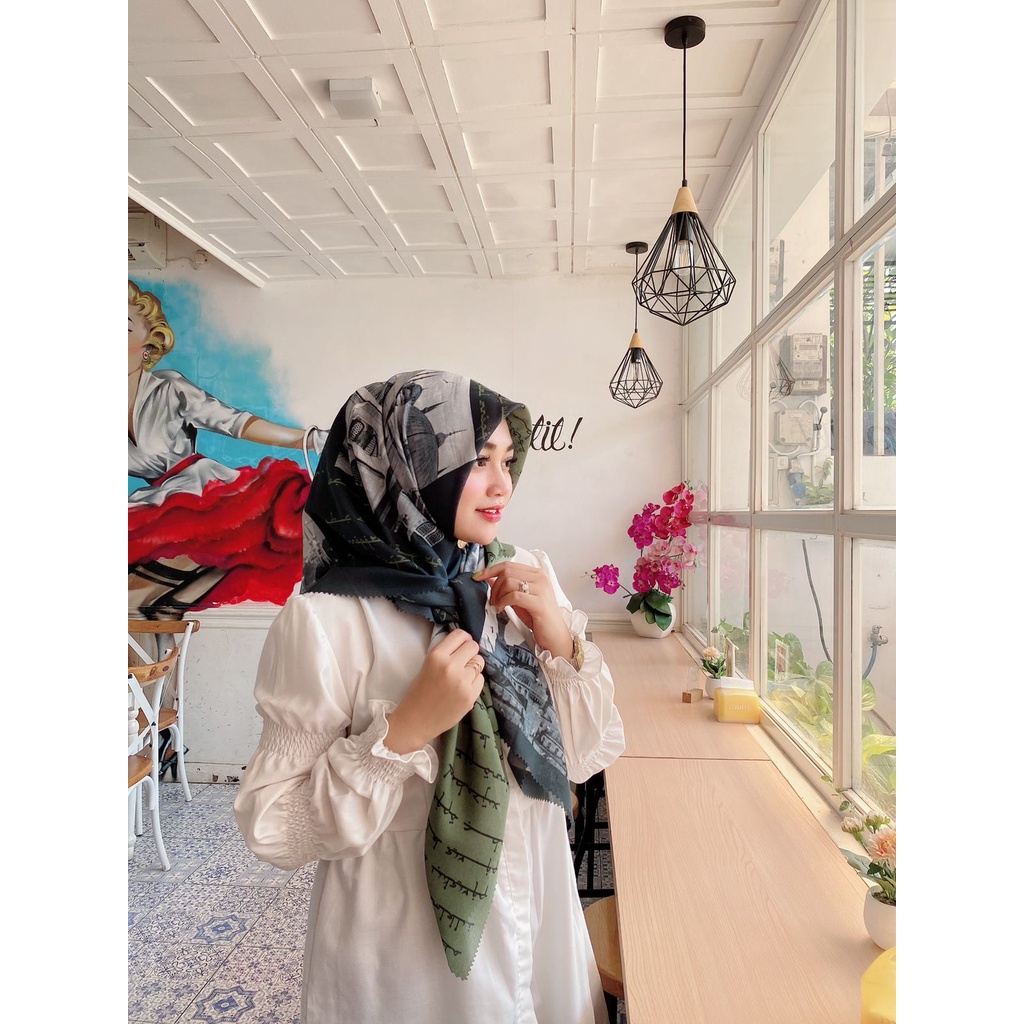 Jilbab Voal Motif Terbaru 2021 Jilbab Segi Empat Motif Arabic Hijab Segiempat Motip Koran Arab Kerud