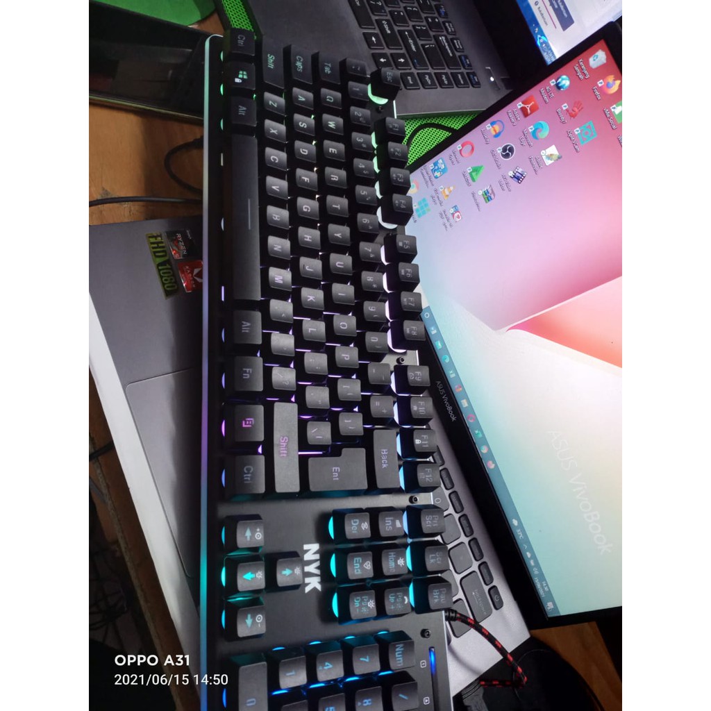 NYK KR 301 UNDERGLOW Full Size Metal Plate Gaming Keyboard with RGB 100% original nyk