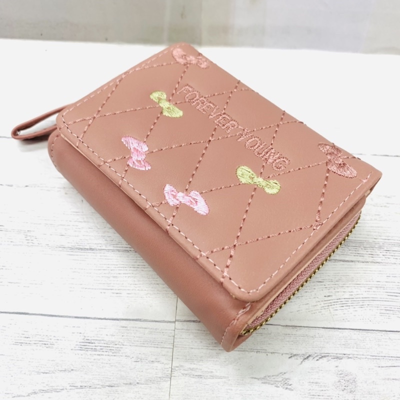 DOMPET WANITA LIPAT RESLETING IMPORT BORDIR KOREA DOMPET KECIL WANITA FOREVER YOUNG LIPAT 3 KOIN