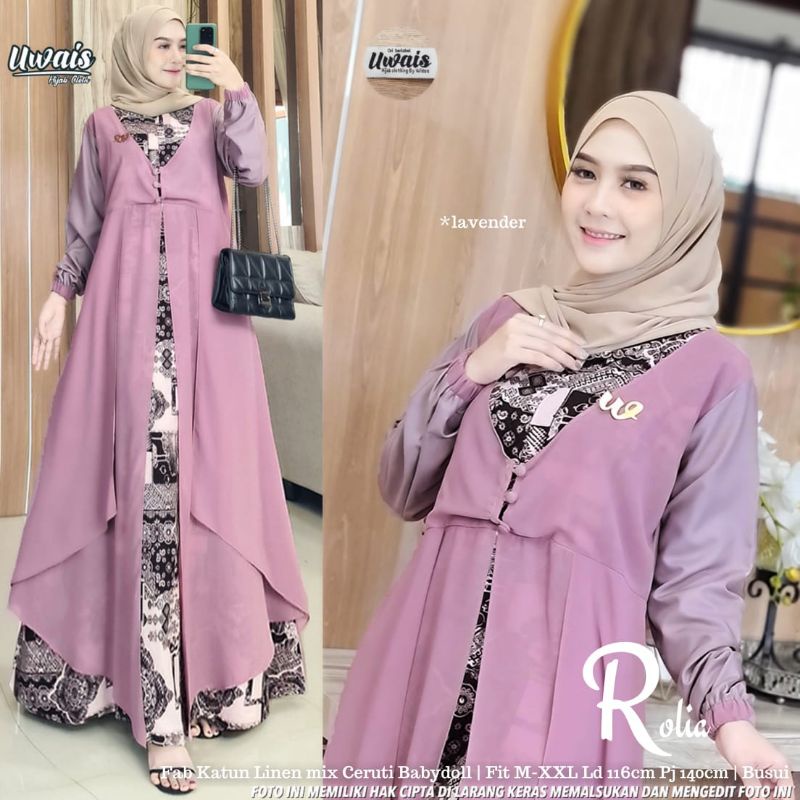 Ralia Maxy Original by Uwais Gamis Busui Katun Linen mix Ceruty Ld 116