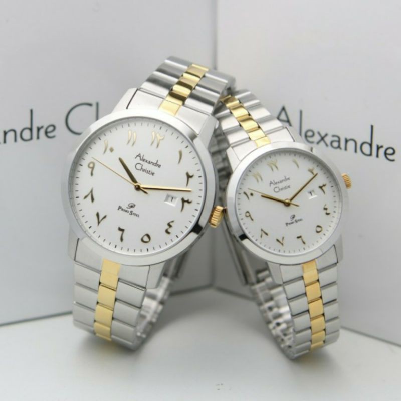 Jam Couple Pria Wanita Alexandre Christie AC 1024 ac1024 Arabic Silver Gold Combine Original 40-30mm