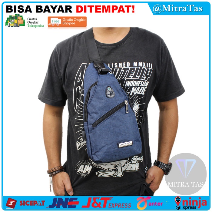 Tas Selempang SPEAR Tas Slempang Sling bag Tas Pria Waist Bag - W002 - Abu-abu