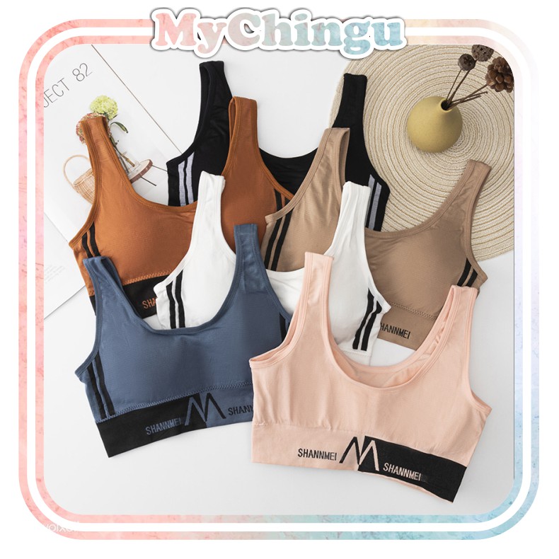 ❀ Chingu ❀ PW099 COD Bra Shangmei Olahraga Breathable Elastis Tanpa Kawat BH Push Up Import Surabaya