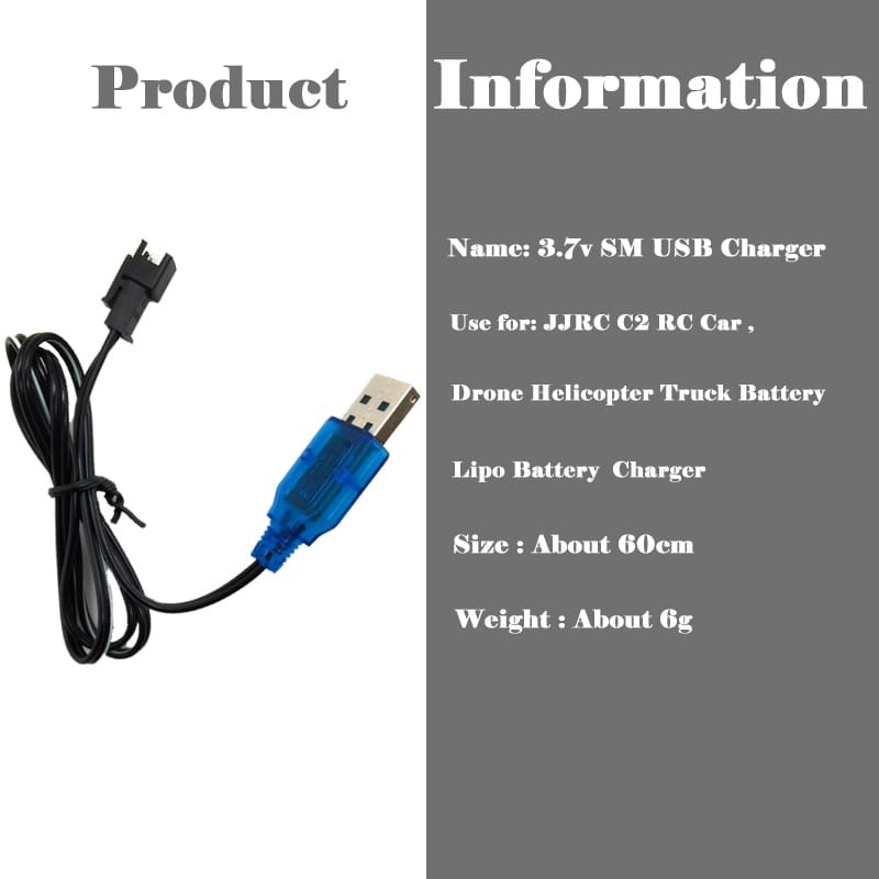 Kabel Charger USB JST SM Charger Baterai Mobil Drone Heli RC