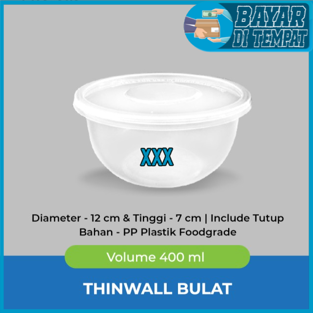 THINWALL BULAT 400 ML ISI 25 PCS / THINWALL MURAH KOTAK MAKAN PELASTIK / THINWALL BOWL/ THINWALL