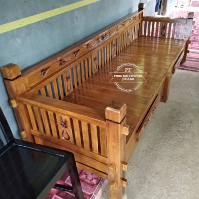 Bale Bale/ Kursi Risban Full Jati, Kursi Panjang Ruang Tamu/ TV, Kursi Sekat Ruangan