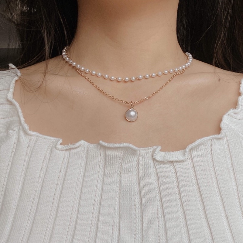 Kalung Rantai Kalung Aesthetic Layer / Aksesoris Kalung Wanita Korea Necklace Silver Kalung Gold