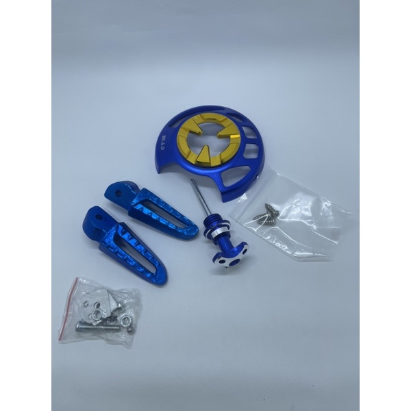 Tutup Kipas Twotone Blue Gold + Footstep Belakang Scopy Lokal + Tutup Oli Mesin Model Jarum segitiga