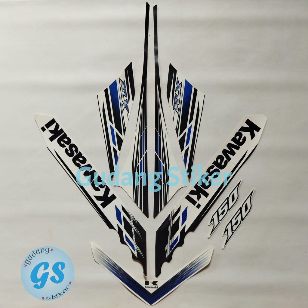 STRIPING STIKER LIS LES BODY MOTOR KAWASAKI KLX 150 2014 HITAM-PUTIH