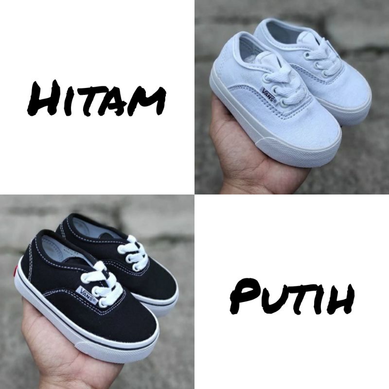 SEPATU ANAK VANS AUTENTIC HITAM DAN PUTIH MODEL TALI ANAK BALITA MURAH