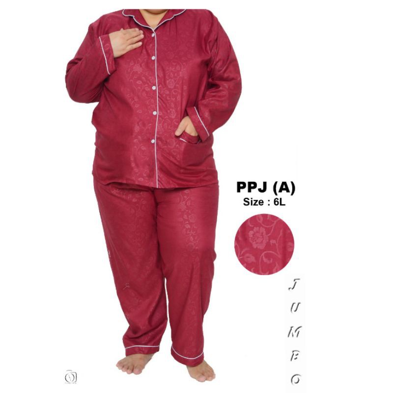 piyama jumbo katun embos LD 140 130 120 wanita celana panjang set baju tidur lengan pendek big size