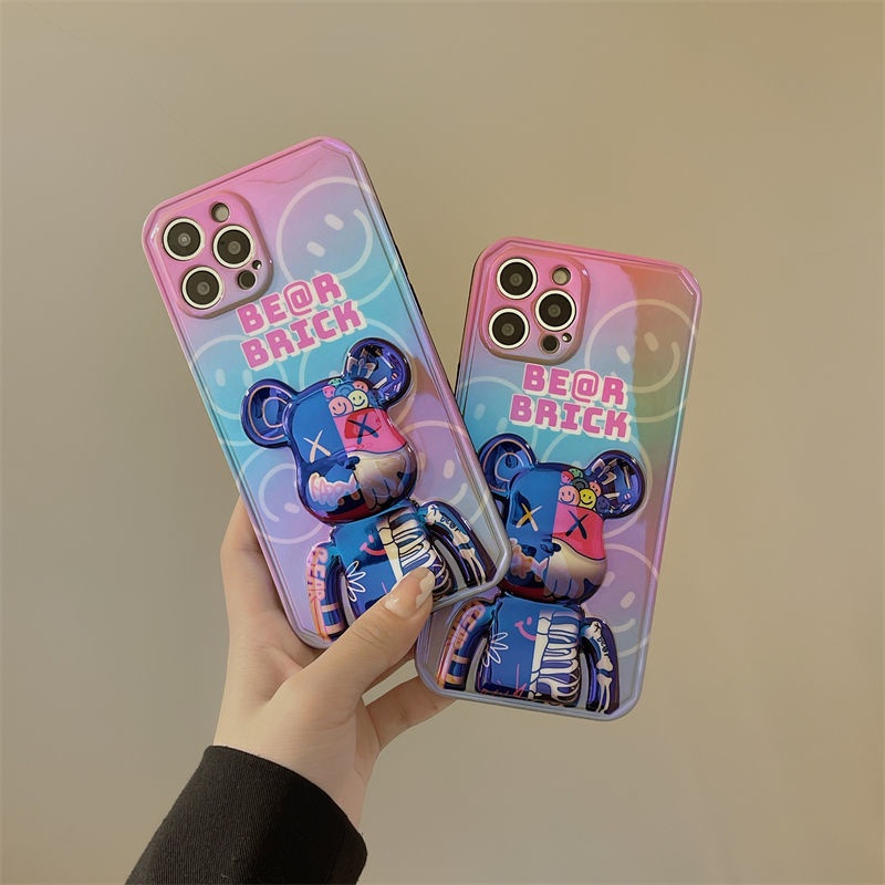 3D Beberapa Warna Pola Beruang Kecil Casing Ponsel iPhone 12 13 11 Pro Max X Xs Max Xr Jpbl