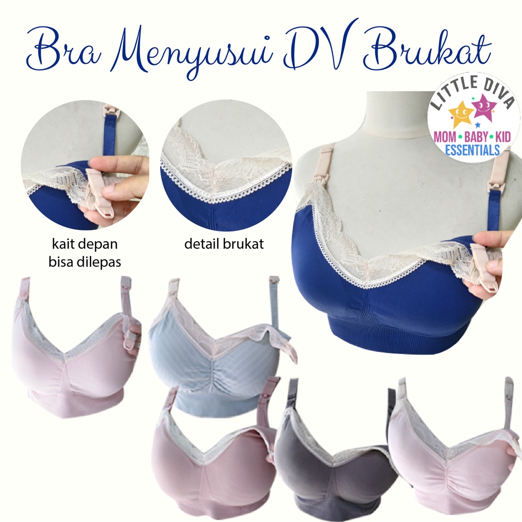 BH Menyusui Tanpa Kawat TALLY  8002  DV Brukat Nursing BRA Busa BTK bahan rajut renda seamless kait 4