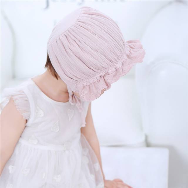 TP14-Topi Kupluk Bonet Noni Anak Bayi Perempuan Ruffle Renda Katun