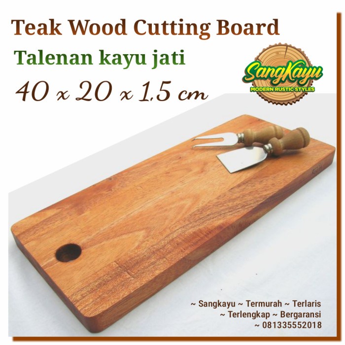 Talenan kayu jati asli 40x20cm talenan cutting board Chopping board