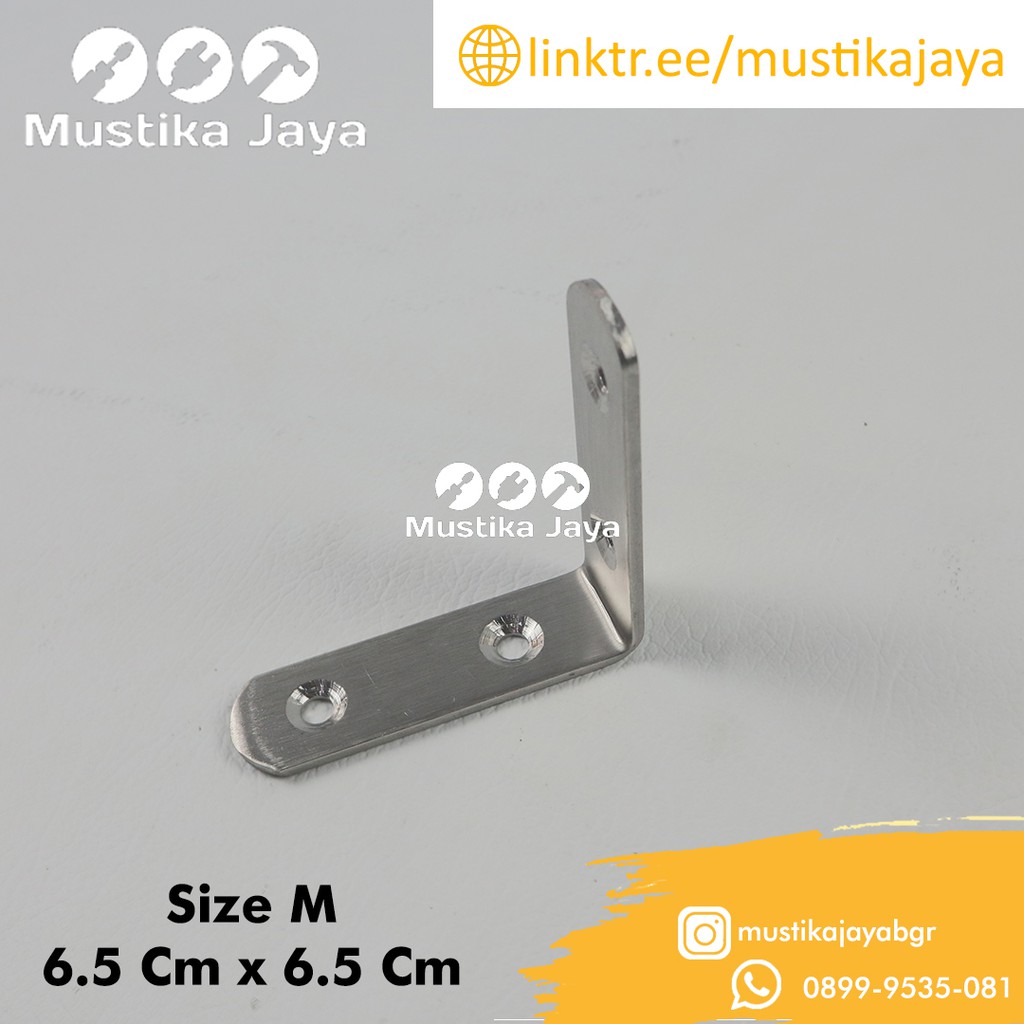 Plat Siku L Stainless SS Bracket Penyangga Rak Lemari Kayu 6601